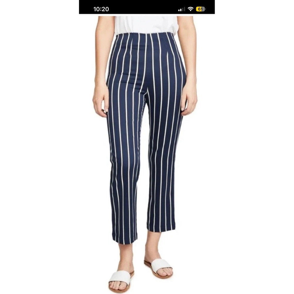 Reformation Marlon Pants Size 6 Black Cream Pinstripe High Rise Women